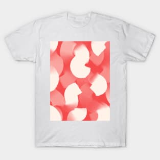 Coral and White, Abstract Wide Brush Stroke Style T-Shirt